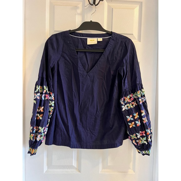 Anthropologie Maeve Sonja Embroidered Floral Sleeve Top - Picture 4 of 8